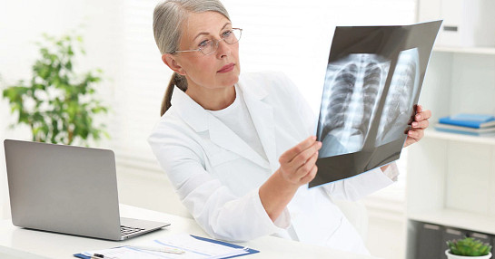 woman with pulmonary scan