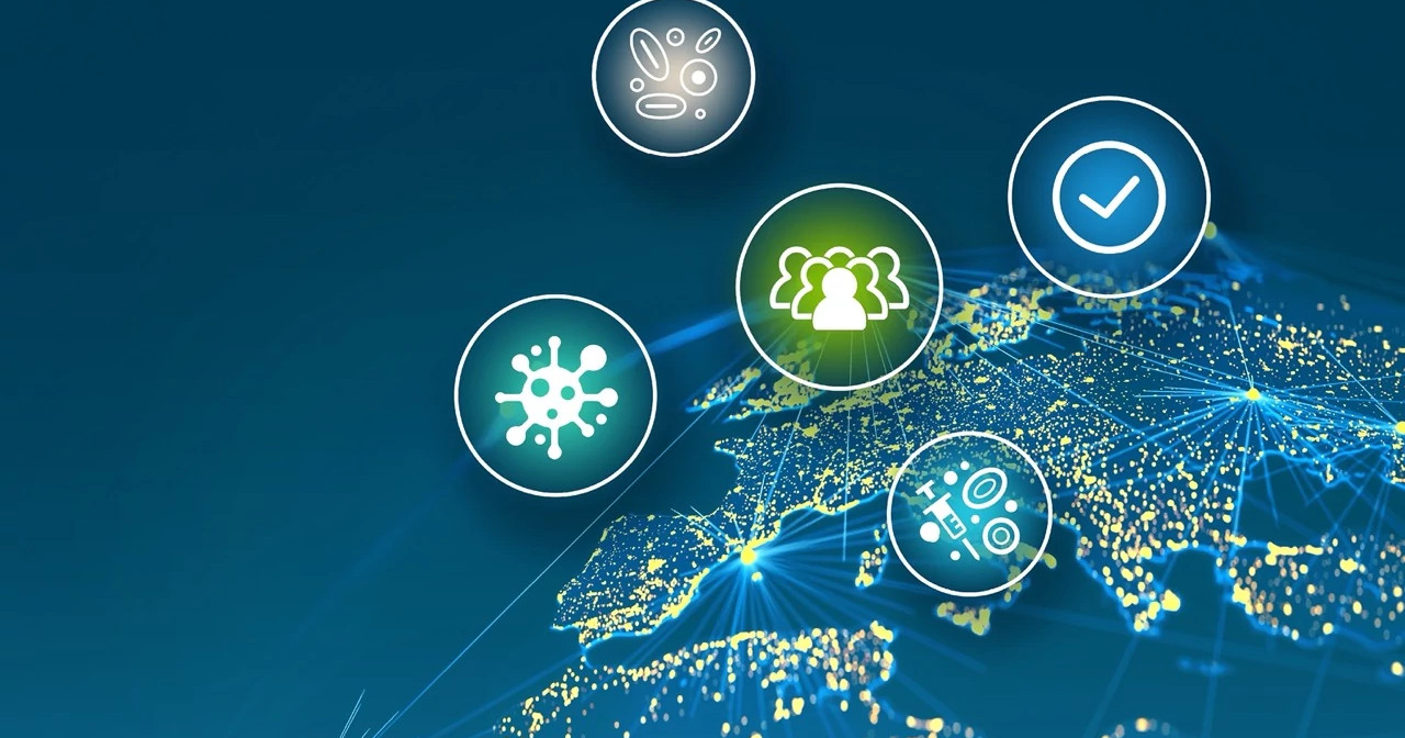 digital globe network with icons