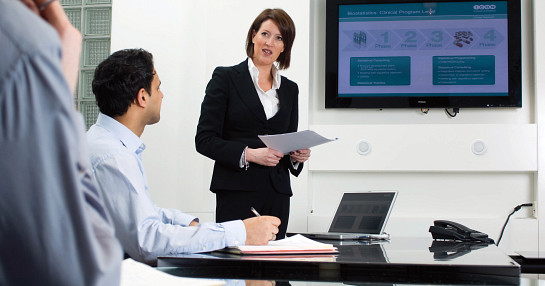 Woman giving presentation
